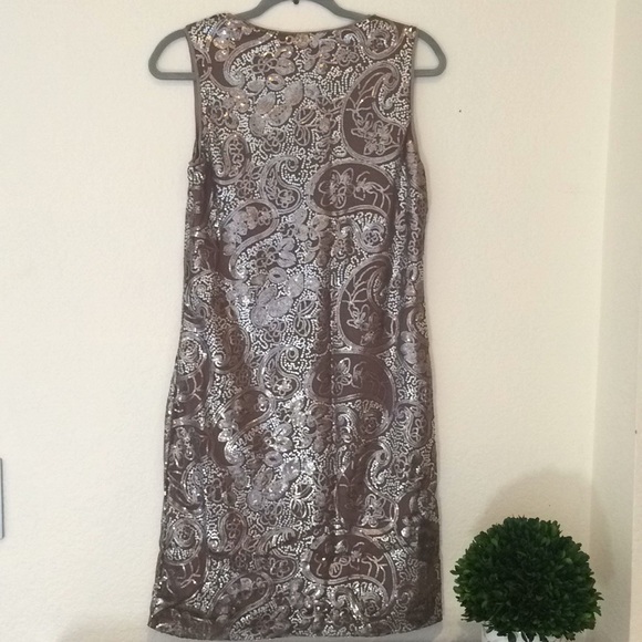 1.2.3. Paris Taupe Sequin Paisley Dress | 4 - Picture 2 of 14